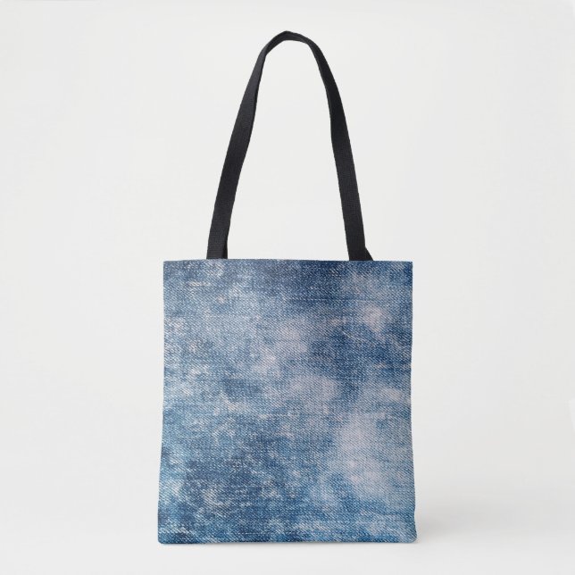 Bolsa Tote Jeans Azuis Denim, Fundo Texturizado. (Frente)