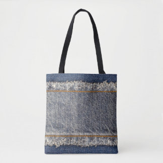 Bolsa Tote Jeans Azuis Denim: Patch Duplo Casual