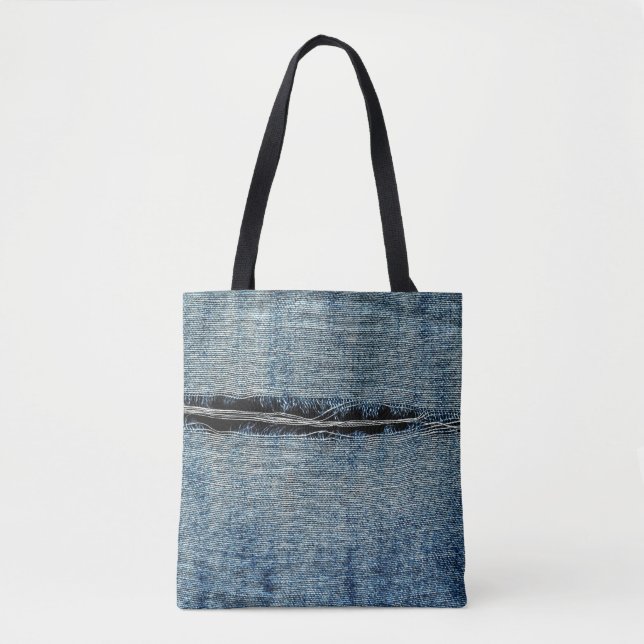 Bolsa Tote Jeans riscados (Frente)