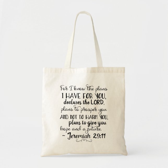 Bolsa Tote Jeremiah 29:11 Bíblia cristã Faith Tote Bag (Frente)