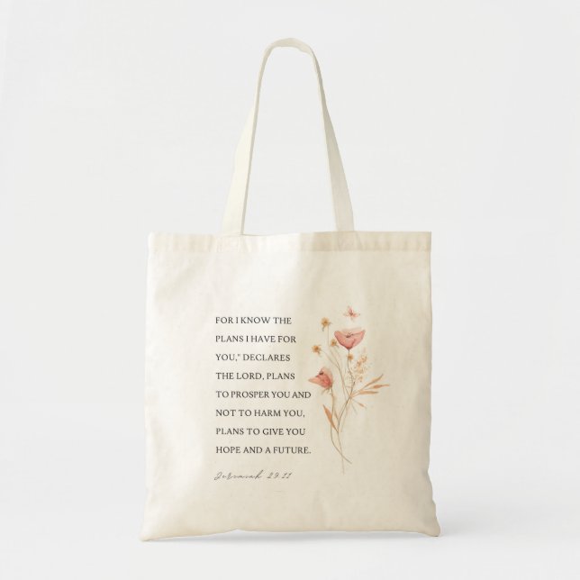 Bolsa Tote Jeremiah 29:11 Eu sei os planos que tenho para voc (Frente)