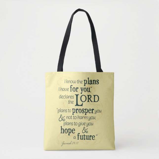 Bolsa Tote Jeremiah 29:11 Eu sei os planos que tenho para voc (Frente)