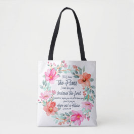 Bolsa Tote Jeremiah 29:11 Porque eu conheço os Planos Rosa Fl