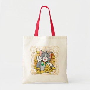 Bolsa Tote Jerry Gato Sortudo Com Símbolos Dourados