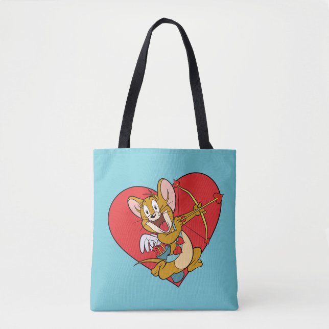 Bolsa Tote Jerry Mouse Vestido como Namorados Cupido (Frente)