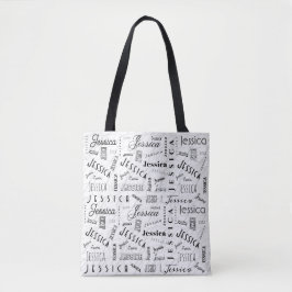 Bolsa Tote Jessica Custom Name Black White