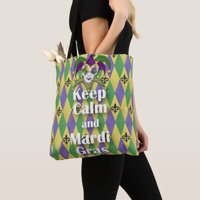 Bolsa Tote Jester Mask Keep Calm e Mardi Gras (Close Up)
