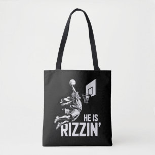 Bolsa Tote Jesus Basquete Ele Está Rizzin' Engraçado Cristão
