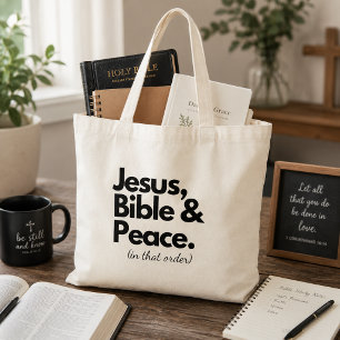 Bolsa Tote Jesus, Bíblia e Paz Cristão