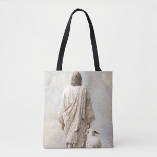 Bolsa Tote Jesus Caminhando com o Cordeiro