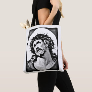 Bolsa Tote Jesus Cristo com coroa espinhosa Vintage religioso