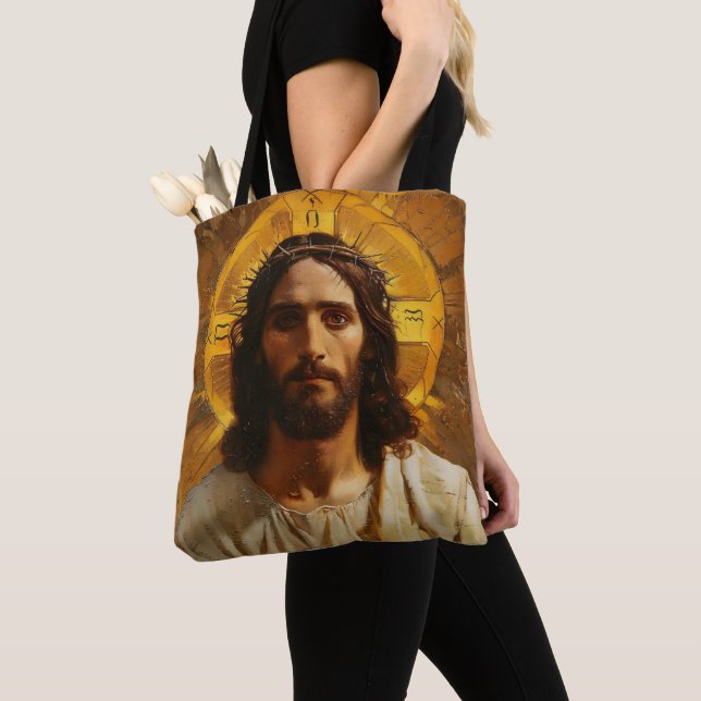 Bolsa Tote Jesus Dourado religioso (Close Up)