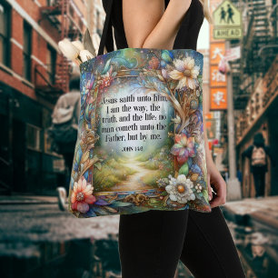 Bolsa Tote Jesus É A Forma Floral De Bíblia Versa Cristã