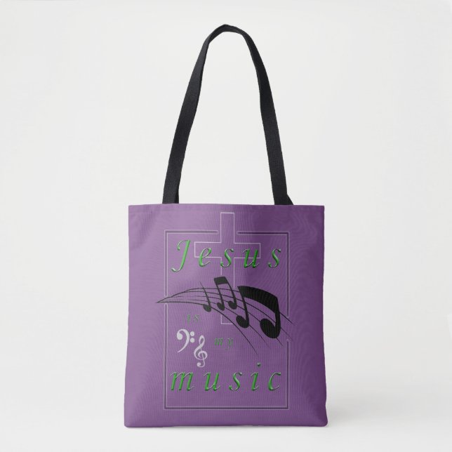 Bolsa Tote Jesus é a minha música (Frente)