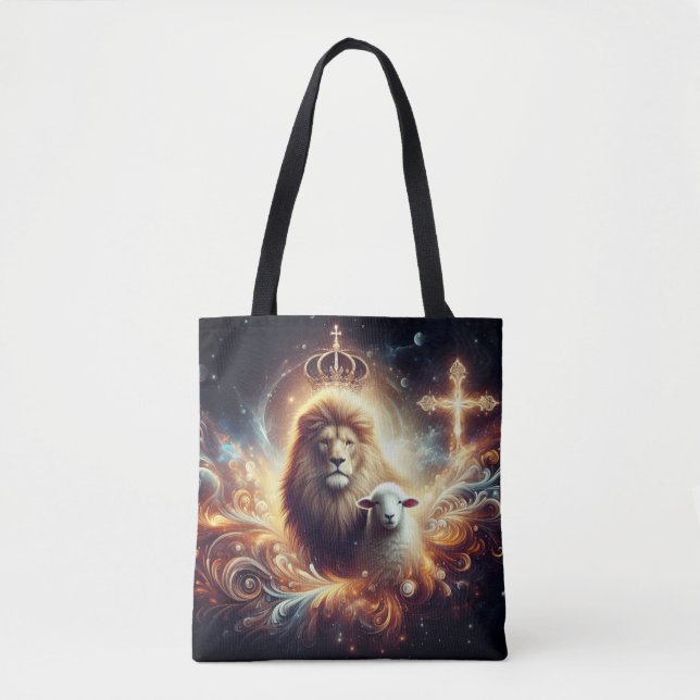 Bolsa Tote Jesus é o Leão e o Lamb (Frente)