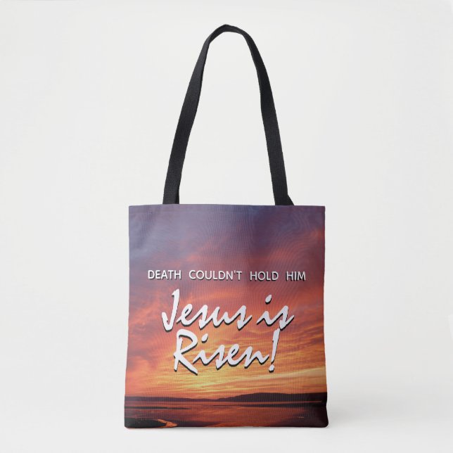 Bolsa Tote JESUS É Páscoa de ressurreição cristã de RISEN (Frente)