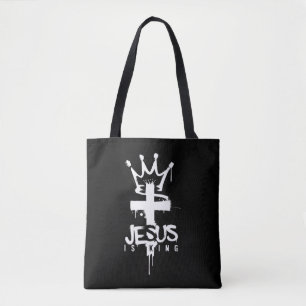 Bolsa Tote Jesus é Rei Fé Religiosa Cristã Cruz
