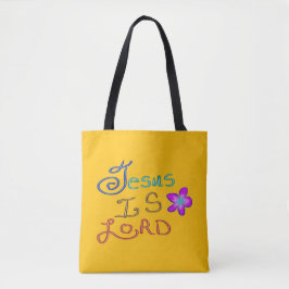 Bolsa Tote Jesus é SENHOR com Nome Personalizado e Flor Rosa