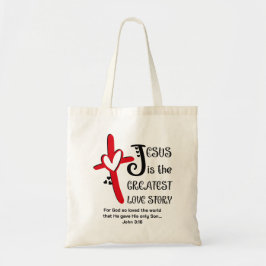 Bolsa Tote JESUS GREATEST LOVE STORY Christian Easter