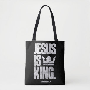 Bolsa Tote Jesus Is King Christian Bible Scripture Quote Pull