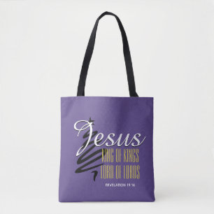 Bolsa Tote JESUS KING OF KINGS   Natal   Roxo-cristão