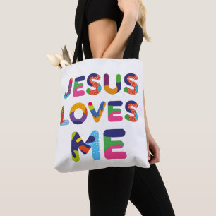Bolsa Tote Jesus Me Ama E Sua Arte Colorida De Texto