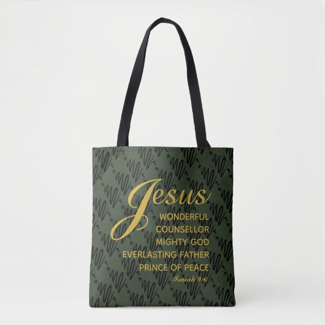 Bolsa Tote JESUS PRINCE OF PEACE Isaiah Scripting (Frente)