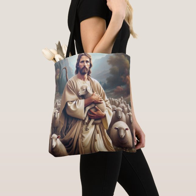Bolsa Tote Jesus Protegendo Sua Querida Ovelha (Close Up)