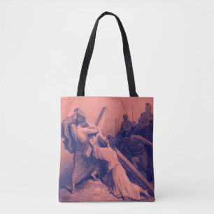 Bolsa Tote Jesus que cai abaixo da bíblia transversal de