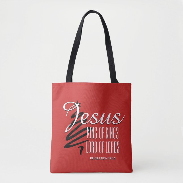 Bolsa Tote JESUS REI DOS KINGS Escritura Cristã de Natal (Frente)