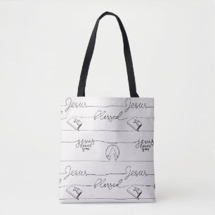 Bolsa Tote Jesus Te Ama, Abençoado, Mãos Rezando