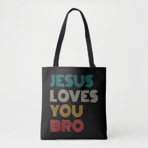 Bolsa Tote Jesus Te Ama Irmão, Faith Cristã Engraçado Retro