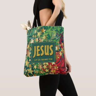 Bolsa Tote JESUS Vamos Adorá-Lo ESTRELAS Natal
