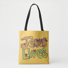 Bolsa Tote Jesus Vive Nome Personalizado Amarelo Brilhante