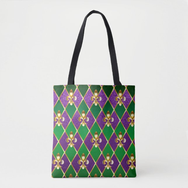 Bolsa Tote Jewelry Background Mardi Gras (Frente)