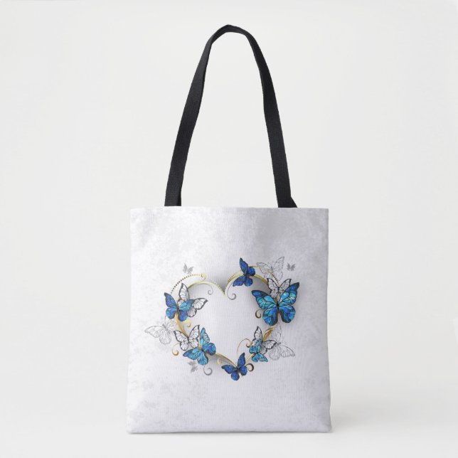 Bolsa Tote Jewelry Heart with Butterflies Morpho (Frente)