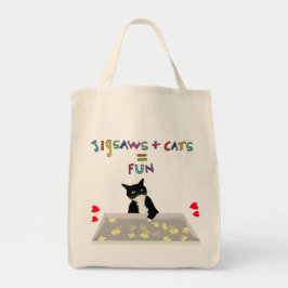 Bolsa Tote Jigsaws e Cats são divertidos