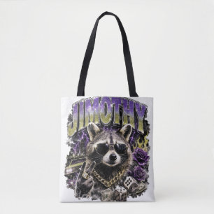 Bolsa Tote Jimothy Cool Raccoon Moda Urbana de Rua