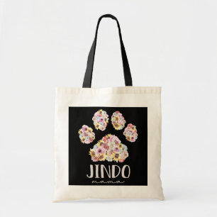 Bolsa Tote Jindo Mama Floral Paw Dog Mãe 