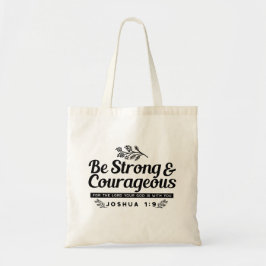 Bolsa Tote Jo 1:9 Bíblia Verso Design - Seja Forte e Corajoso