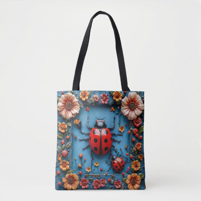 Bolsa Tote Joaninha 3d colorida (Frente)