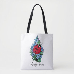 Bolsa Tote Joaninha bonito da aguarela com as flores