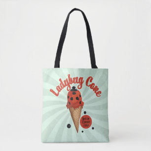 Bolsa Tote Joaninha Caprichosa Arte Retro de Sorvete