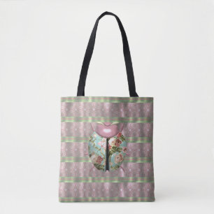 Bolsa Tote Joaninha floral vitoriano rosas fofa