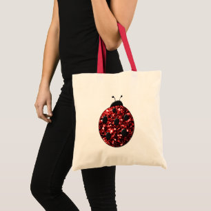 Bolsa Tote Joaninha vermelha escura com brilho falso faiscant