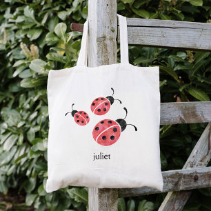 Bolsa Tote Joaninhas vermelhos da aguarela personalizados