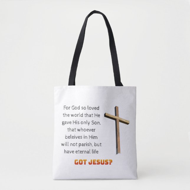 Bolsa Tote João 3:16 Cruz (Frente)