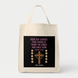 Bolsa Tote João 3:16 Deus Deu Sua Única Cruz Cristã