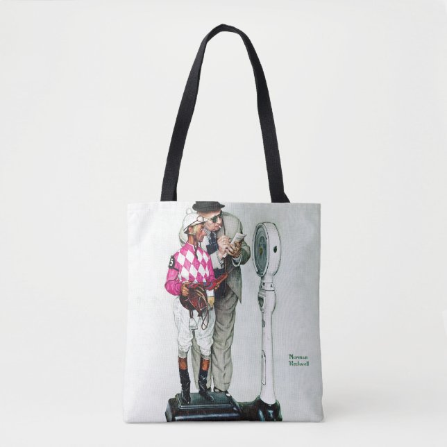 Bolsa Tote Jockey Pesando em Norman Rockwell (Frente)