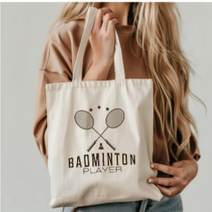 Bolsa Tote Jogador de Badminton com Raquetes Minimalista